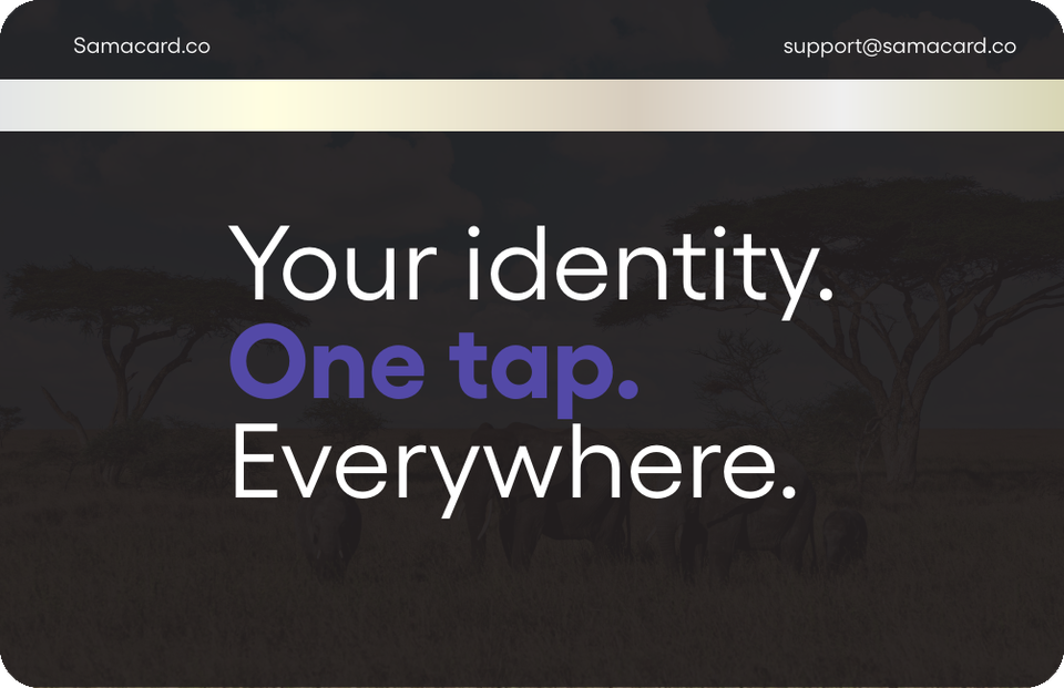 SamaCard verso — Your identity. One tap. Everywhere.